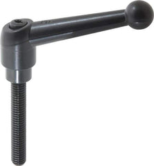 KIPP - 3/8-16, 0.83" Hub Diam, Zinc Die Cast (Steel Components) Threaded Stud Adjustable Clamping Lever - 2.36" Stud Length, 3.54" OAL, 2.26" High - Apex Tool & Supply