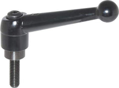 KIPP - 3/8-16, 0.98" Hub Diam, Zinc Die Cast (Steel Components) Threaded Stud Adjustable Clamping Lever - 1.18" Stud Length, 4-1/4" OAL, 2.64" High - Apex Tool & Supply