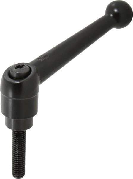 KIPP - 3/8-16, 0.98" Hub Diam, Zinc Die Cast (Steel Components) Threaded Stud Adjustable Clamping Lever - 1.57" Stud Length, 4-1/4" OAL, 2.64" High - Apex Tool & Supply