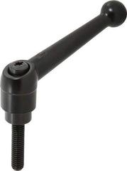 KIPP - 3/8-16, 0.98" Hub Diam, Zinc Die Cast (Steel Components) Threaded Stud Adjustable Clamping Lever - 1.57" Stud Length, 4-1/4" OAL, 2.64" High - Apex Tool & Supply