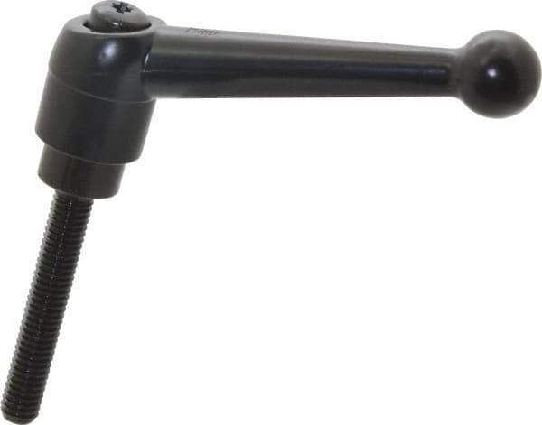 KIPP - 3/8-16, 0.98" Hub Diam, Zinc Die Cast (Steel Components) Threaded Stud Adjustable Clamping Lever - 2.36" Stud Length, 4-1/4" OAL, 2.64" High - Apex Tool & Supply