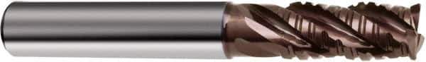 Guhring - 1/2" Diam, Coarse Pitch, 1-1/4" LOC, 4 Flute Solid Carbide Corner Chamfer Roughing End Mill - nano-Si Finish, 3-1/2" OAL, 1/2" Shank Diam, Single End, Centercutting, 38° Helix - Apex Tool & Supply