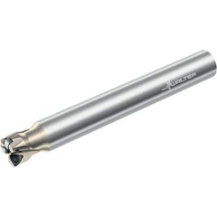 Walter - 21° Lead Angle, 1-1/2" Max Cut Diam, 0.791" Min Cut Diam, 0.079" Max Depth of Cut, Indexable Chamfer & Angle End Mill - 2 Inserts, P23696 Insert Style, 10" OAL, Through Coolant, Straight Shank - Apex Tool & Supply