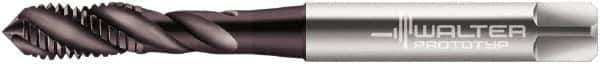 Walter-Prototyp - #8-32 UNC 3 Flute 2B Modified Bottoming Spiral Flute Tap - Powdered Metal, Hardlube Finish, 63mm OAL, Right Hand Flute, Right Hand Thread, Series EP2251302 - Apex Tool & Supply