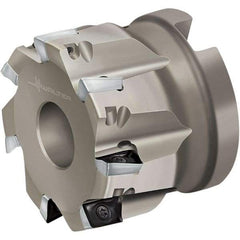 Walter - 6 Inserts, 50mm Cut Diam, 22mm Arbor Diam, 10mm Max Depth of Cut, Indexable Square-Shoulder Face Mill - 40mm High, AD.. 10T3.. Insert Compatibility, Through Coolant, Series Xtra-tec - Apex Tool & Supply