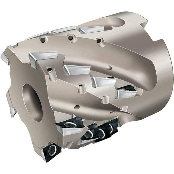 Walter - 20 Inserts, 63mm Cut Diam, 22mm Arbor Diam, 43mm Max Depth of Cut, Indexable Square-Shoulder Face Mill - 70mm High, AD.. 1204.. Insert Compatibility, Through Coolant, Series Xtra-tec - Apex Tool & Supply