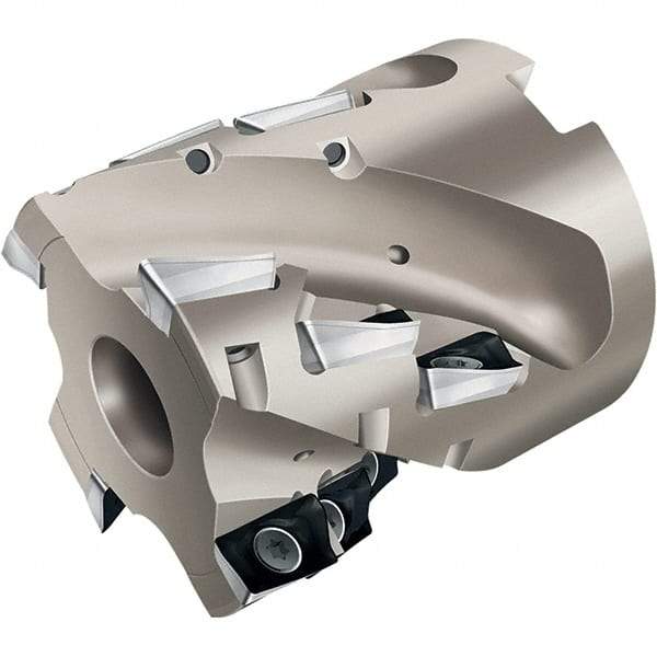 Walter - 16 Inserts, 2-1/2" Cut Diam, 1" Arbor Diam, 2.244" Max Depth of Cut, Indexable Square-Shoulder Face Mill - 2.953" High, AD.. 1606.. Insert Compatibility, Through Coolant, Series Xtra-tec - Apex Tool & Supply