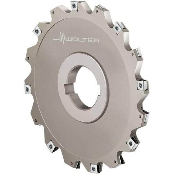 Walter - Arbor Hole Connection, 2.4016" Cutting Width, 0.4724" Depth of Cut, 200mm Cutter Diam, 1.9685" Hole Diam, 8 Tooth Indexable Slotting Cutter - F4153.B Toolholder, LN.U 100508 Insert, Right Hand Cutting Direction - Apex Tool & Supply