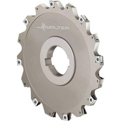 Walter - Arbor Hole Connection, 2.4016" Cutting Width, 0.4724" Depth of Cut, 200mm Cutter Diam, 1.9685" Hole Diam, 9 Tooth Indexable Slotting Cutter - F4153.B Toolholder, LN.U 080404 Insert, Right Hand Cutting Direction - Apex Tool & Supply