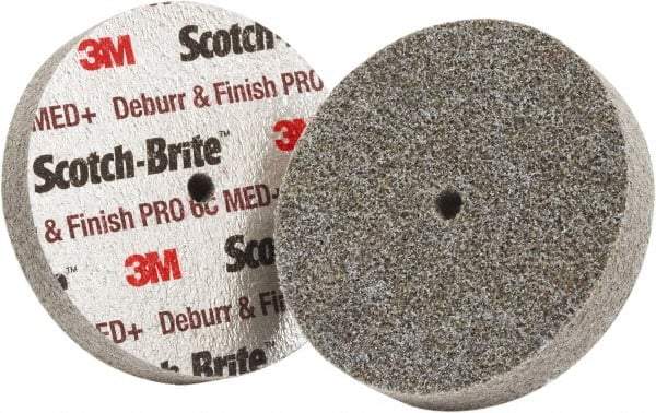 3M - 2" Diam, 1/8" Face Width, 1/4" Center Hole, Medium Grade, Ceramic Deburring Wheel - Unitized, Hard Density 6 Grade - Apex Tool & Supply