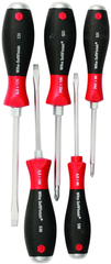5 Piece - SoftFinish® Cushion Grip Extra Heavy Duty Screwdriver w/ Hex Bolster & Metal Striking Cap Set - #53075 - Includes: Slotted 4.5 - 6.5mm Phillips #1 - 2 - Extra Heavy Duty - Apex Tool & Supply