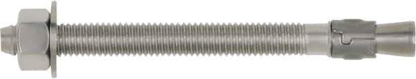 Powers Fasteners - 7/8" Diam, 7/8" Drill, 8" OAL, 2-3/4" Min Embedment Wedge Expansion Concrete Anchor - 304 Stainless Steel, Hex Head, Hex Drive, 4-3/4" Thread Length - Apex Tool & Supply