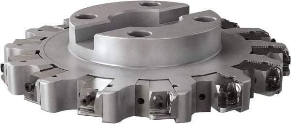 Seco - Shell Mount Connection, 0.6299" Cutting Width, 2.3228" Depth of Cut, 250mm Cutter Diam, 2.3622" Hole Diam, 14 Tooth Indexable Slotting Cutter - R335.25 Toolholder, LNHQ 1707, XNHQ 1707 Insert, Left Hand Cutting Direction - Apex Tool & Supply