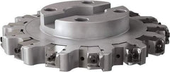 Seco - Shell Mount Connection, 0.6299" Cutting Width, 2.3228" Depth of Cut, 250mm Cutter Diam, 2.3622" Hole Diam, 14 Tooth Indexable Slotting Cutter - R335.25 Toolholder, LNHQ 1707, XNHQ 1707 Insert, Left Hand Cutting Direction - Apex Tool & Supply