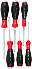 6 Piece - SoftFinish® Cushion Grip Extra Heavy Duty Screwdriver w/ Hex Bolster & Metal Striking Cap Set - #53096 - Includes: Slotted 3.5 - 6.5mm Phillips #1 - 2 - Apex Tool & Supply