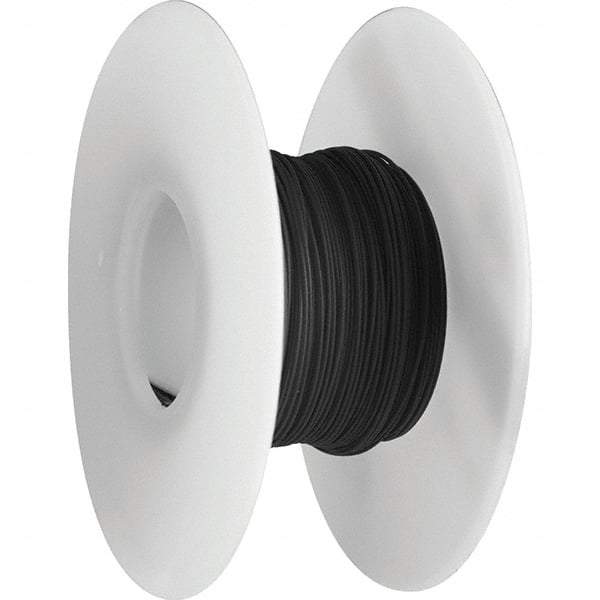 OK Industries - 28 AWG, 1 Strand, 30.4 m OAL, Copper Hook Up Wire - Black Kynar Jacket, 0.024" Diam - Apex Tool & Supply