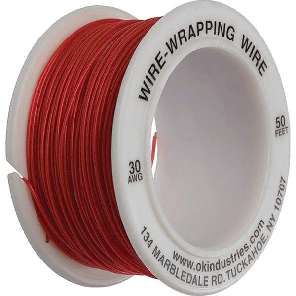 OK Industries - 30 AWG, 1 Strand, 15.2 m OAL, Copper Hook Up Wire - Red Kynar Jacket - Apex Tool & Supply