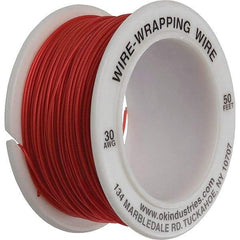 OK Industries - 30 AWG, 1 Strand, 15.2 m OAL, Copper Hook Up Wire - Red Kynar Jacket - Apex Tool & Supply