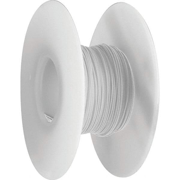 OK Industries - 24 AWG, 1 Strand, 30.4 m OAL, Copper Hook Up Wire - White Kynar Jacket, 0.03" Diam - Apex Tool & Supply