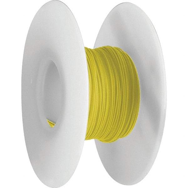 OK Industries - 28 AWG, 1 Strand, 30.4 m OAL, Copper Hook Up Wire - Yellow Kynar Jacket, 0.024" Diam - Apex Tool & Supply