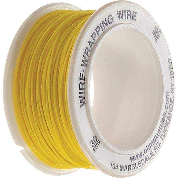 OK Industries - 30 AWG, 1 Strand, 15.2 m OAL, Copper Hook Up Wire - Yellow Kynar Jacket - Apex Tool & Supply