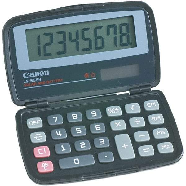 Canon - 8-Digit LCD 8 Function Handheld Calculator - 4-3/8 x 2-3/4 Display Size, Black, Solar & Battery Powered - Apex Tool & Supply