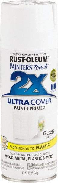 Rust-Oleum - White, Gloss, Enamel Spray Paint - 8 to 12 Sq. Ft. per Can, 12 Ounce Container - Apex Tool & Supply