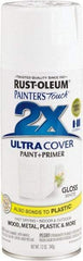 Rust-Oleum - White, Gloss, Enamel Spray Paint - 8 to 12 Sq. Ft. per Can, 12 Ounce Container - Apex Tool & Supply