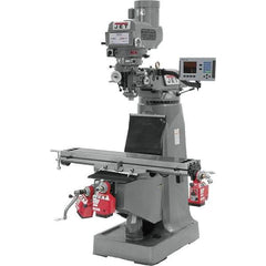 Jet - 9" Table Width x 49" Table Length, Variable Speed Pulley Control, 3 Phase Knee Milling Machine - R8 Spindle Taper, 3 hp - Apex Tool & Supply
