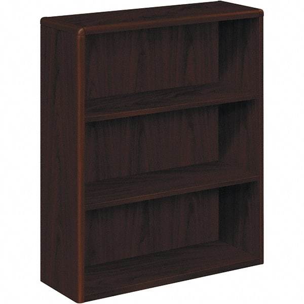 Hon - 3 Shelf, 43.38" High x 36" Wide Bookcase - 13-1/8" Deep, High-Pressure Laminate, Mahogany - Apex Tool & Supply