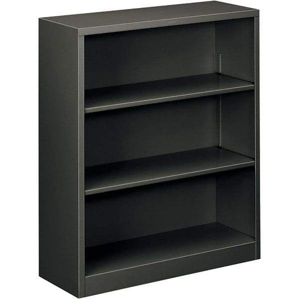 Hon - 3 Shelf, 41" High x 34-1/2" Wide Bookcase - 12-5/8" Deep, Steel, Charcoal - Apex Tool & Supply