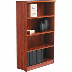 ALERA - 4 Shelf, 55" High x 31-3/4" Wide Bookcase - 14" Deep, Woodgrain Laminate, Medium Cherry - Apex Tool & Supply