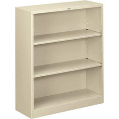 Hon - 3 Shelf, 41" High x 34-1/2" Wide Bookcase - 12-5/8" Deep, Steel, Putty - Apex Tool & Supply