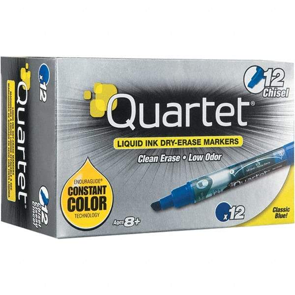 Quartet - Blue, Chisel Tip, Dozen EnduraGlide Dry Erase Markers - For Use with Dry Erase Marker Boards - Apex Tool & Supply