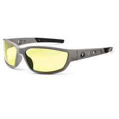 Kvasir Yellow Lens Matte Gray Safety Glasses - Apex Tool & Supply