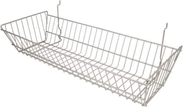 ECONOCO - 10" Deep, Rectangular Steel Peg Board/Slatwall Basket - 24" Wide x 5" High - Apex Tool & Supply