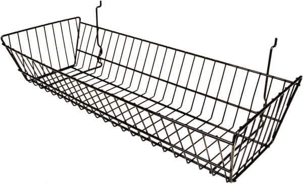 ECONOCO - 10" Deep, Rectangular Steel Peg Board/Slatwall Basket - 24" Wide x 5" High - Apex Tool & Supply