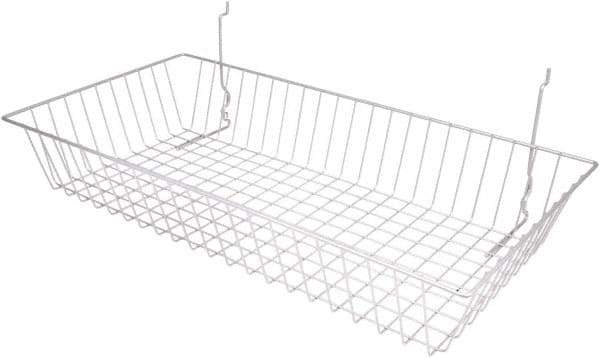 ECONOCO - 12" Deep, Rectangular Steel Peg Board/Slatwall Basket - 24" Wide x 4" High - Apex Tool & Supply