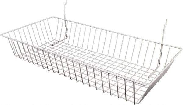 ECONOCO - 12" Deep, Rectangular Steel Peg Board/Slatwall Basket - 24" Wide x 4" High - Apex Tool & Supply