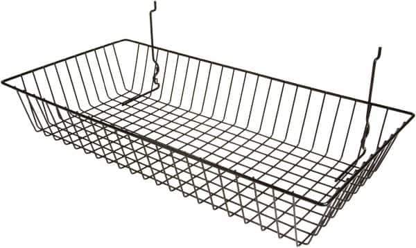 ECONOCO - 12" Deep, Rectangular Steel Peg Board/Slatwall Basket - 24" Wide x 4" High - Apex Tool & Supply