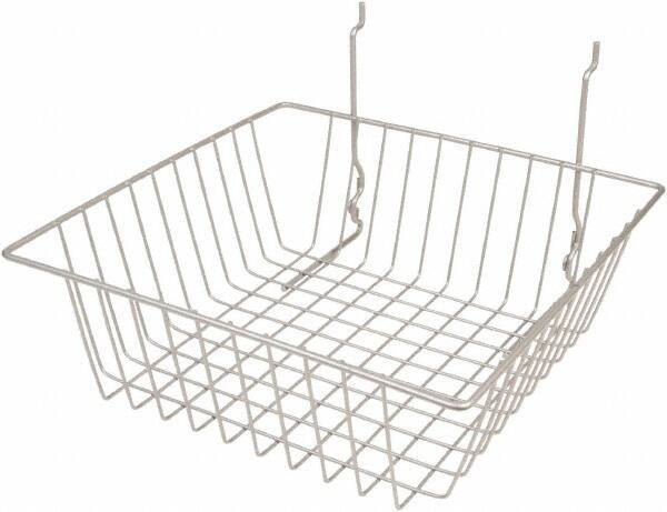 ECONOCO - 12" Deep, Square Steel Peg Board/Slatwall Basket - 12" Wide x 4" High - Apex Tool & Supply