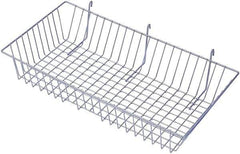 ECONOCO - 12" Deep, Rectangular Steel Peg Board/Slatwall Basket - 24" Wide x 4" High - Apex Tool & Supply