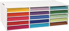Pacon - 15 Compartments, 29-1/4" Wide x 9-1/2" High x 12-3/4" Deep, Storage Box - Corrugated Cardboard, White - Apex Tool & Supply