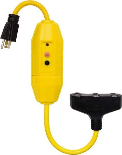 Tower - 3 Outlet, 125 Volt, 15 Amp Rating, 4 to 6mA Max Surge, Plug In, Manual, Commercial, Industrial GFCI - 2 Ft. Long Cord, 5-15P and (3)R NEMA Configuration, Polycarbonate Housing - Apex Tool & Supply