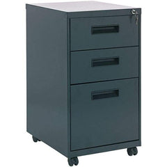 ALERA - 14" Wide x 27-3/4" High x 19-1/8" Deep, 3 Drawer Pedestal - Steel, Charcoal - Apex Tool & Supply