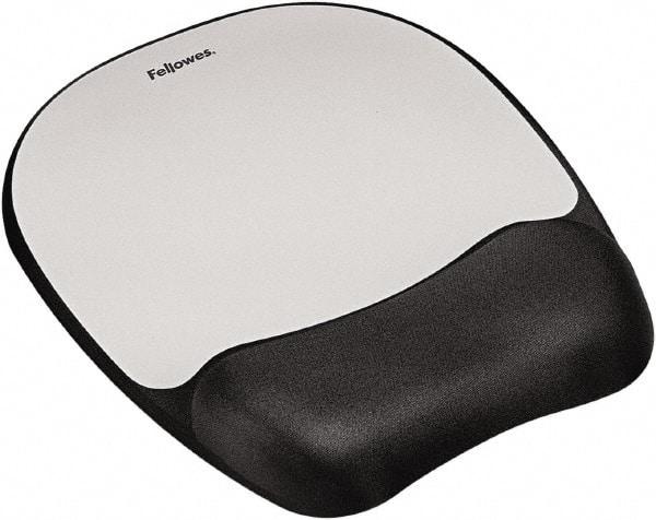 FELLOWES - 7-15/16" x 9-1/4" Black & Silver Mouse Pad/Wrist Rest - Use with Computer, Laptop - Apex Tool & Supply