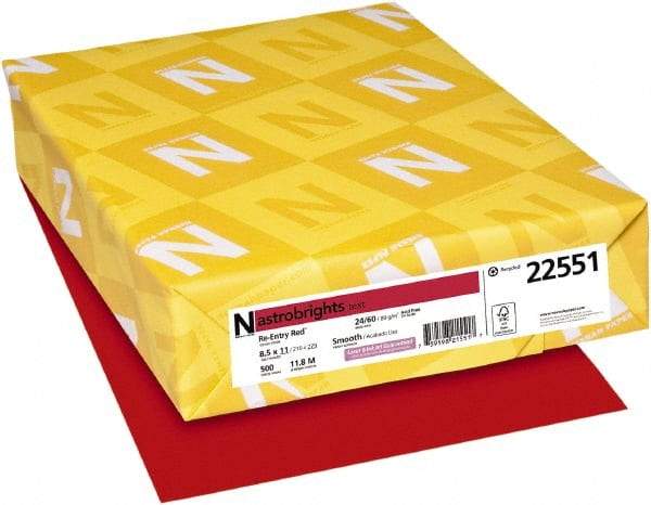 Neenah Paper - 8-1/2" x 11" Red Colored Copy Paper - Use with Laser Printers, Inkjet Printers, Copiers - Apex Tool & Supply