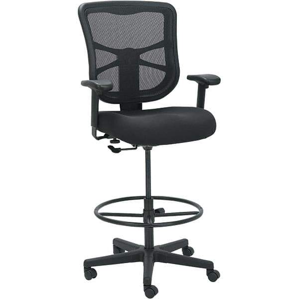 ALERA - 51-5/8" High Stool - 25.63" Wide x 26" Deep, Fabric Mesh Seat, Black - Apex Tool & Supply