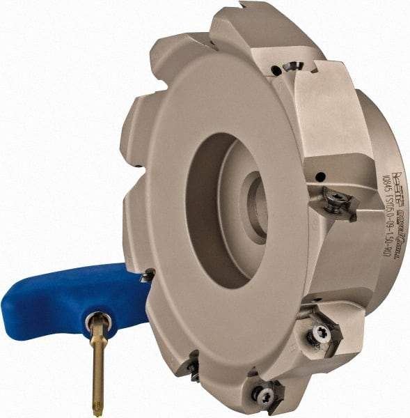 Iscar - 5.37" Cut Diam, 1-1/2" Arbor Hole, 0.18" Max Depth of Cut, 50° Indexable Chamfer & Angle Face Mill - 9 Inserts, IQ845 SYHU 07.. Insert, Right Hand Cut, Through Coolant, Series DoveIQMill - Apex Tool & Supply