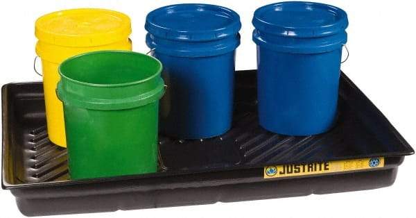 Justrite - 29 Gallon Capacity, 33 Inch Long x 47 Inch Wide, Polyurethane Spill Tray - 33 Inch Diameter, 5-1/2 Inch High, Black - Apex Tool & Supply